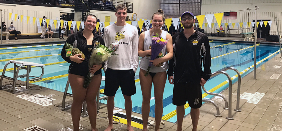 Seniors Sarah Krupp, Tyler Allison, Claire Onchuck and John Beyer