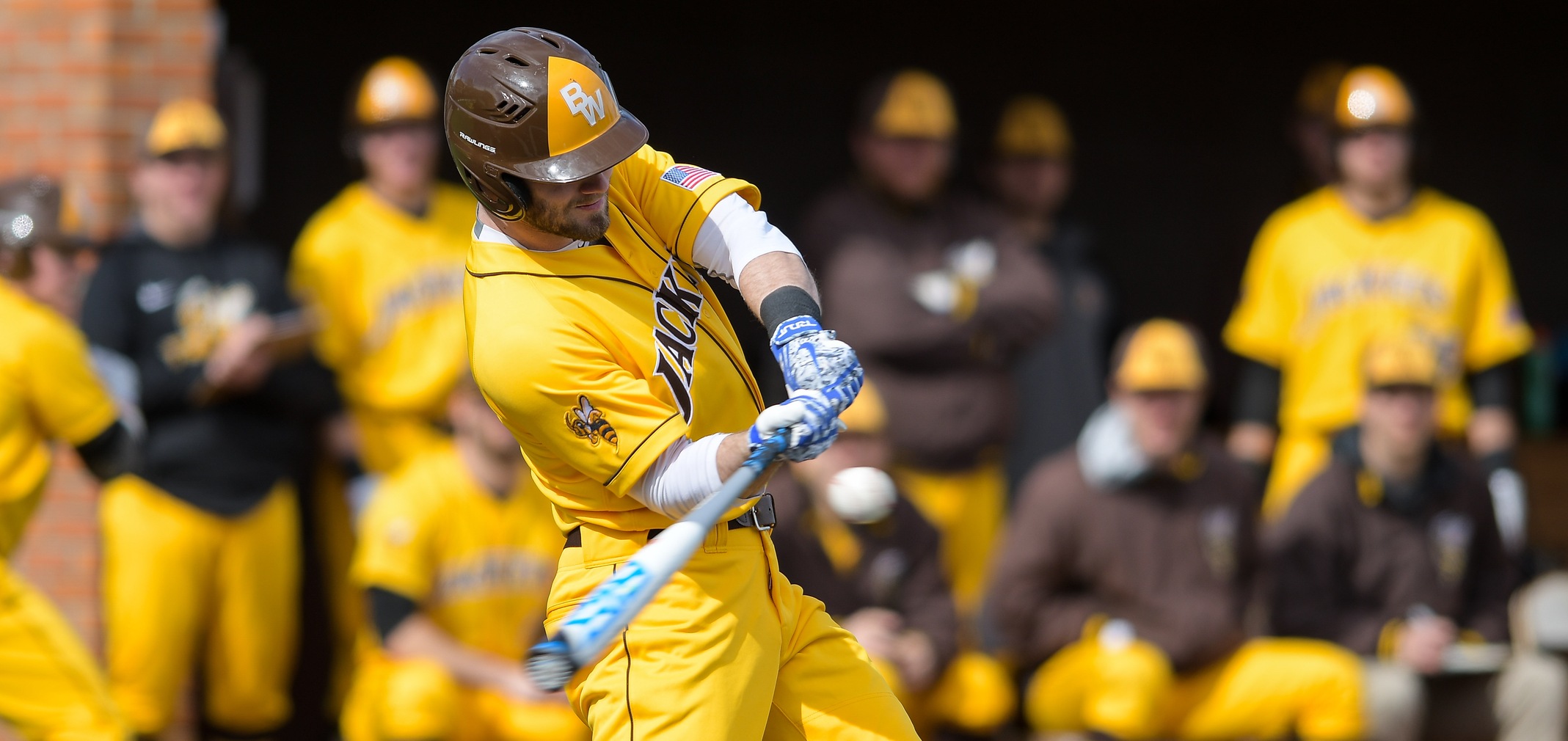 Senior All-OAC right fielder Alex Marcum had a career-high tying 5 RBIs in game one against Adrian (Photo courtesy of Jesse Kucewicz)