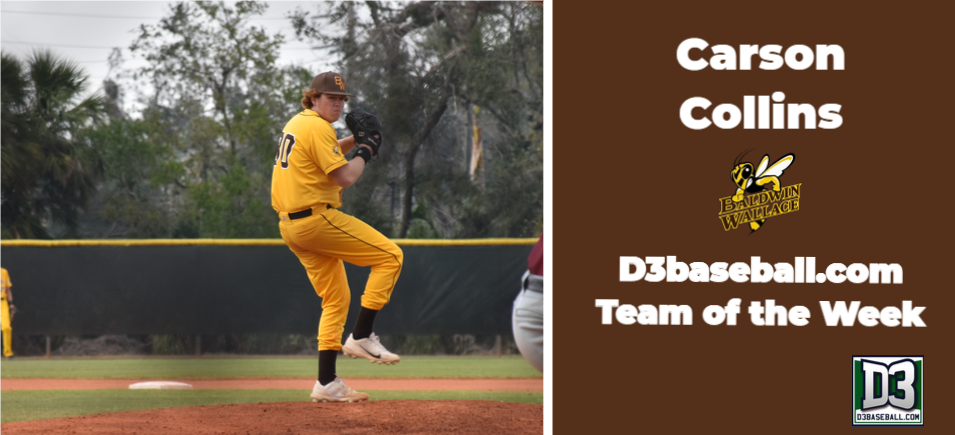 Collins Tabbed to D3baseball.com Team of the Week