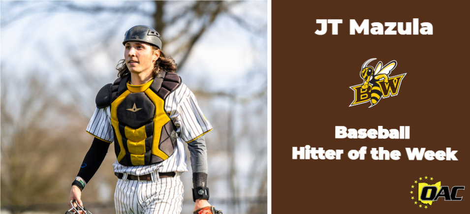 Mazula Named OAC Hitter of the Week for the First Time in His Career