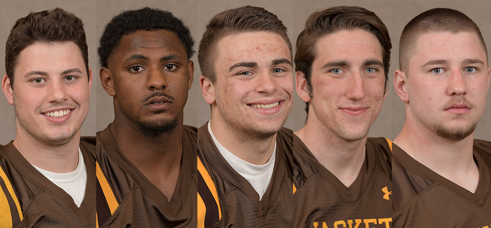 2019 Team Captains Noah Jackson, Jordyn Johnson, Josh Liberati, A.J. Miller and Patrick Simon