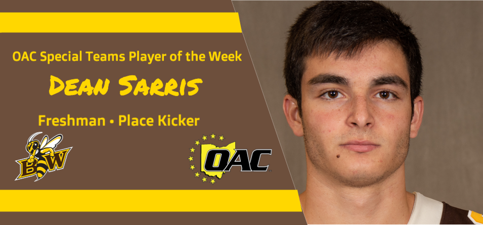 Sarris Earns First Career Football Weekly Honor