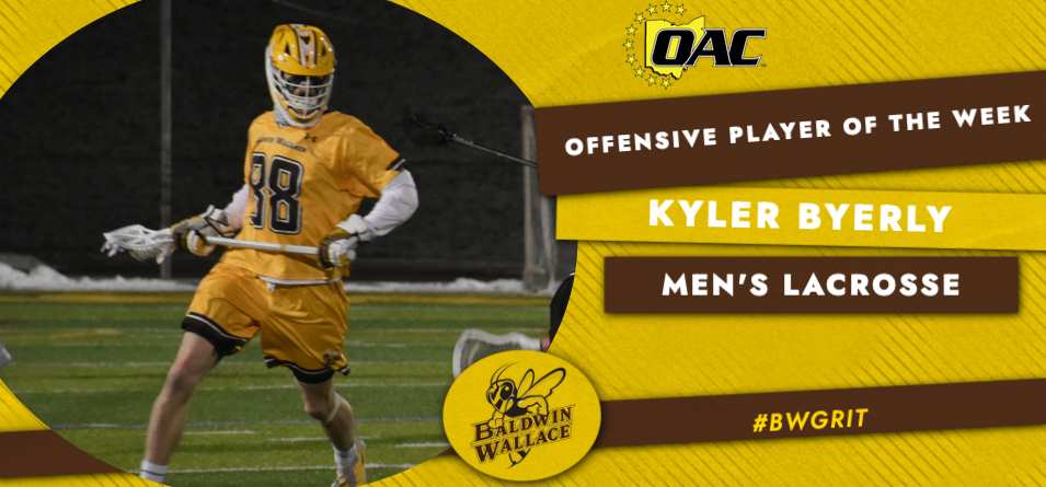 Byerly Garners First Men&rsquo;s Lacrosse OAC Offensive Player of the Week Honors