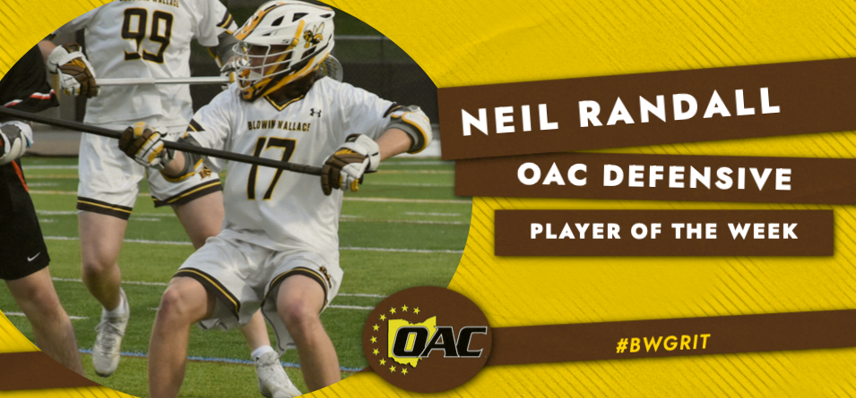Randall Earns First OAC Men&rsquo;s Lacrosse Defensive Player of the Week Honors