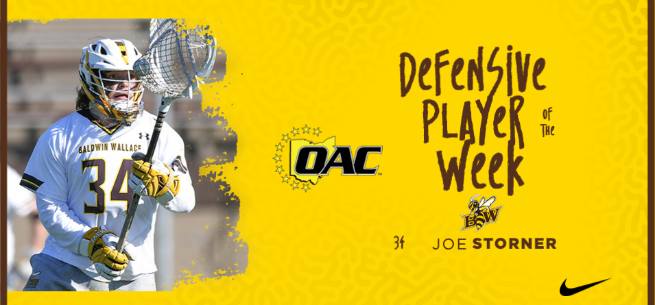 Storner Garners Third Career Ohio Athletic Conference Men&rsquo;s Lacrosse Defensive Player of the Week