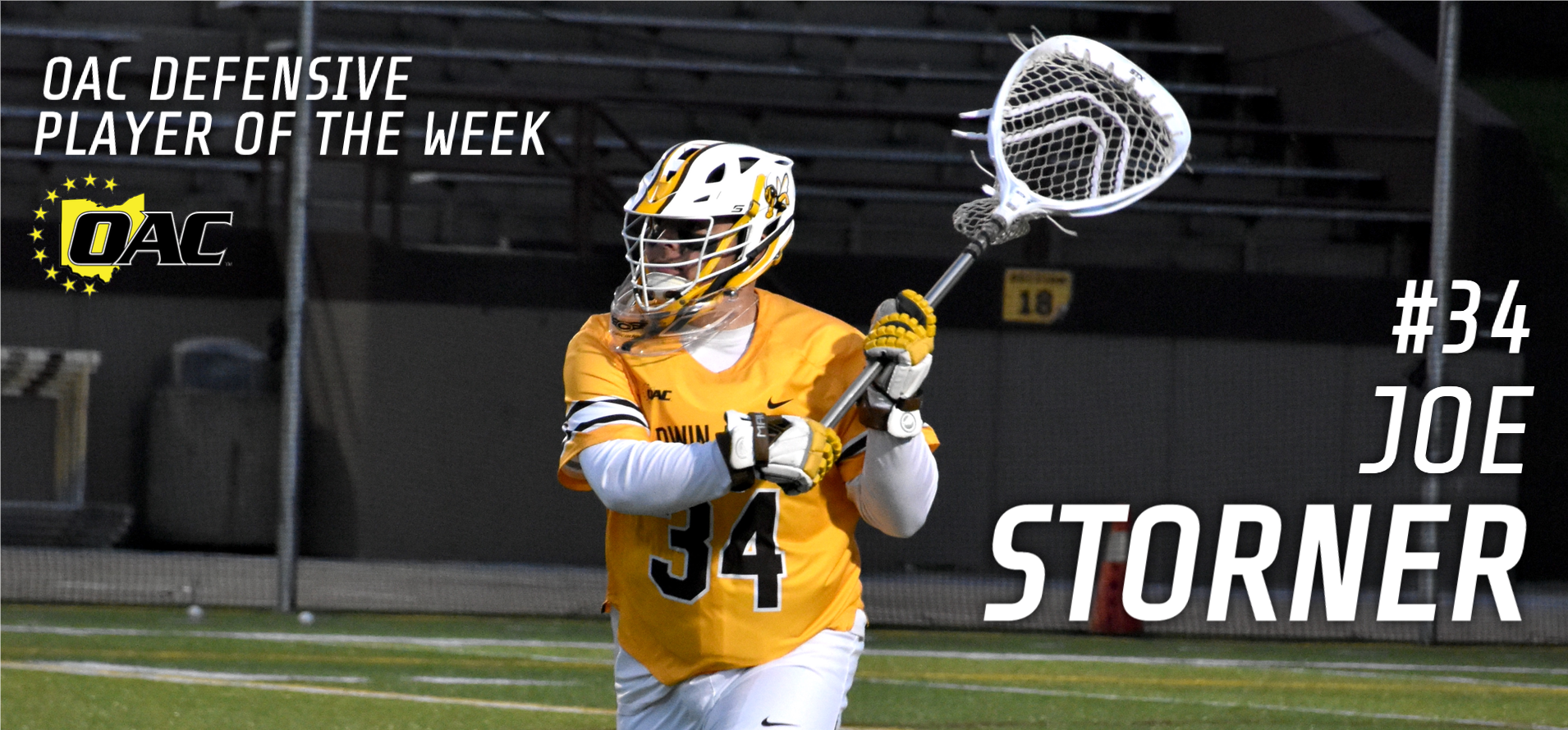 Joe Storner Named OAC Defensive Player of the Week (photo courtesy of Brittany Webb '23)