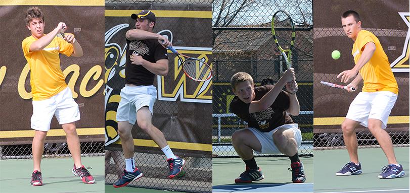 Seniors Kevin Fredrick, Doug Ganim, OAC Player of the Year Peter Harris and Kyle Patterson