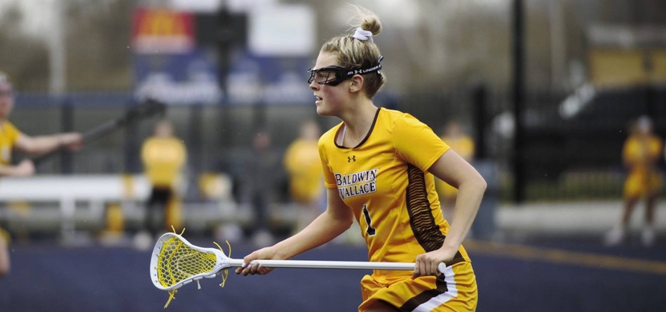 Junior All-OAC attack Brie Martineau scored five goals in the first half of BW's 13-7 win over Ohio Northern (Photo courtesy of Lori Moran)