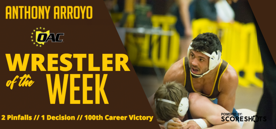 Arroyo Earns Sixth Career OAC Wrestler of the Week