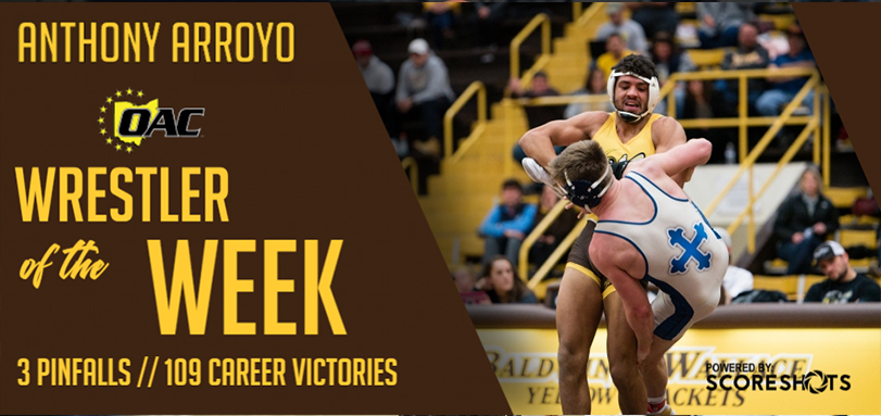 Arroyo Earns Seventh Career OAC Wrestler of the Week