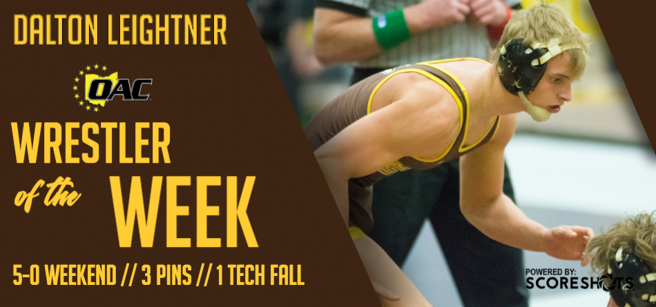 Leightner Garners First OAC Wrestler of the Week Accolade