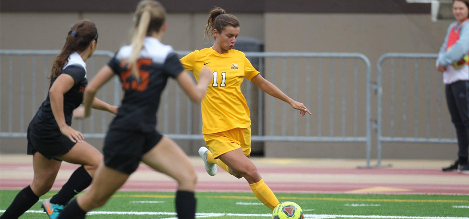 Senior All-OAC and Academic All-OAC forward Rachel Bender scored both BW's goals in a 4-2 loss to Capital (Photo courtesy of John Reid)