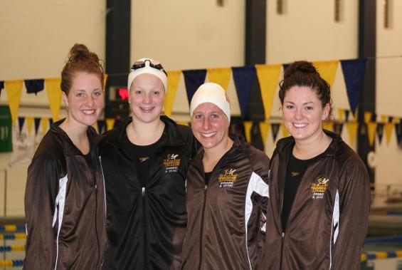 BW Record Setting 400-yard Medley Relay Team of Emma Gerdes, Chandler Ashbaugh, Angela Musille and Kayla Eyster
