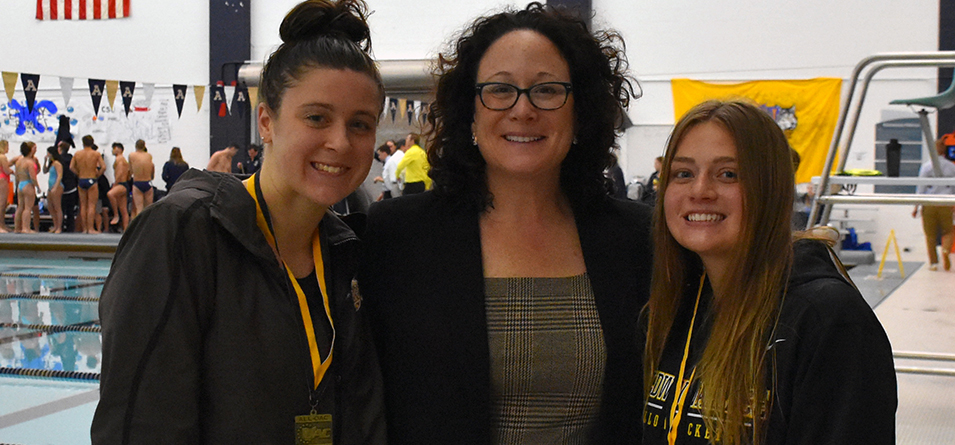 OAC Champions Mallory Dondorfer and Ella Steen with Head Coach Laura Demaline
