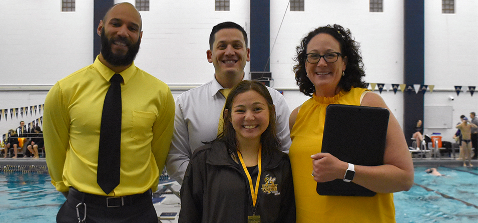 3-Time OAC Champion Tia Reed with Yellow Jacket Coaching Staff